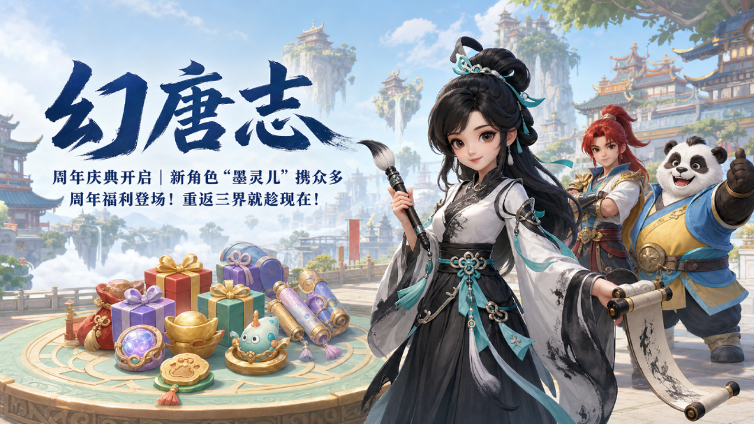 《幻唐志》周年庆典「周年·华章」今日上线：回归领满级法宝，新角色墨灵儿登场