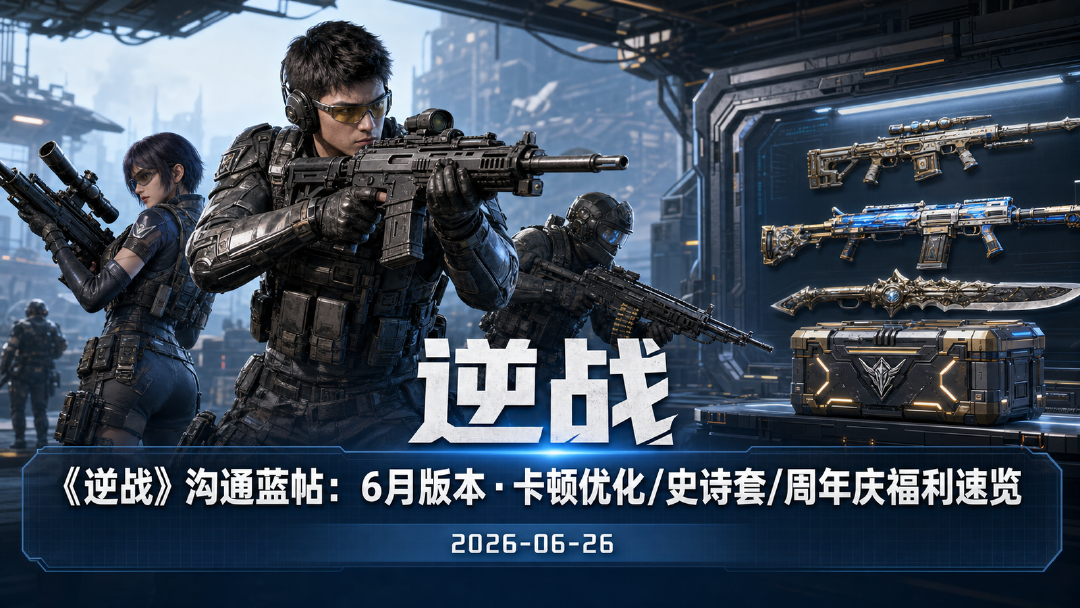 《逆战》6月版本沟通蓝帖：卡顿优化落地 + 14周年庆免费领史诗套