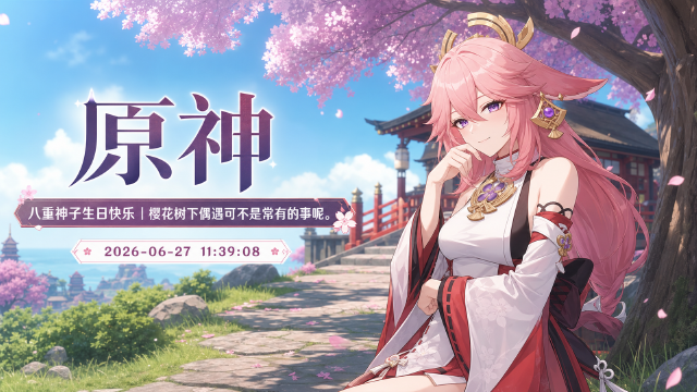 原神：八重神子生日快乐，官方放出「樱花树下」生日寄语