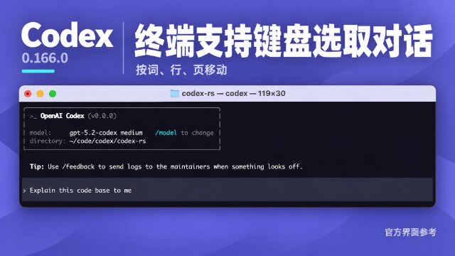 Codex 0.166.0 发布：加入 GPT-6.1 Terra 模型目录，增强终端交互与会话恢复